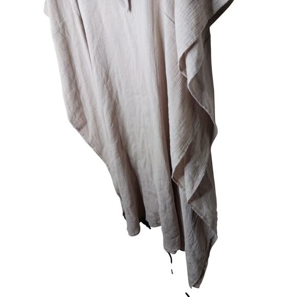 New Easel Kaftan Dress Small Beige Oversized Boho Cotton Tie Front Lounge - Picture 6 of 13